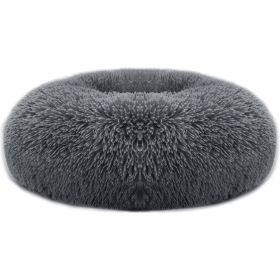 Pet Dog Bed Soft Warm Fleece Puppy Cat Bed Dog Cozy Nest Sofa Bed Cushion L Size (Color: dark gray, size: L)